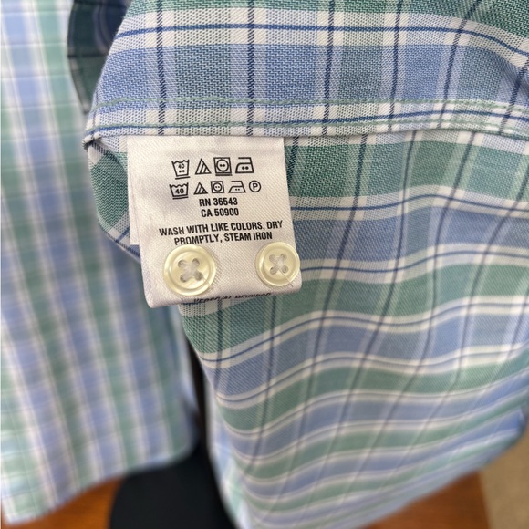 Tommy Hilfiger Men’s 2XL Blue/Green Checked Pattern Classic Button Down Shirt - Picture 7 of 10
